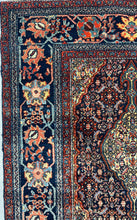 4.9x3.1 Bibic Abad Oriental Antique Rug, good condition. Circa 1920s, Rust, yellow, and blue colors