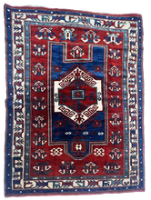 6x4.5 Kazak Oriental Rug, Old Caucasian rug, Farchalo rug design Circa 1900's