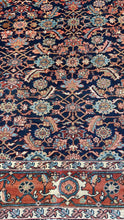 7.4 x 11 Herix Oriental Antique Rug, circa 1920s, Blue, light blue, beige colors