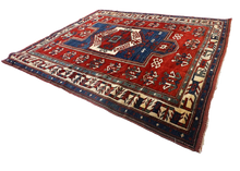 6x4.5 Kazak Oriental Rug, Old Caucasian rug, Farchalo rug design Circa 1900's